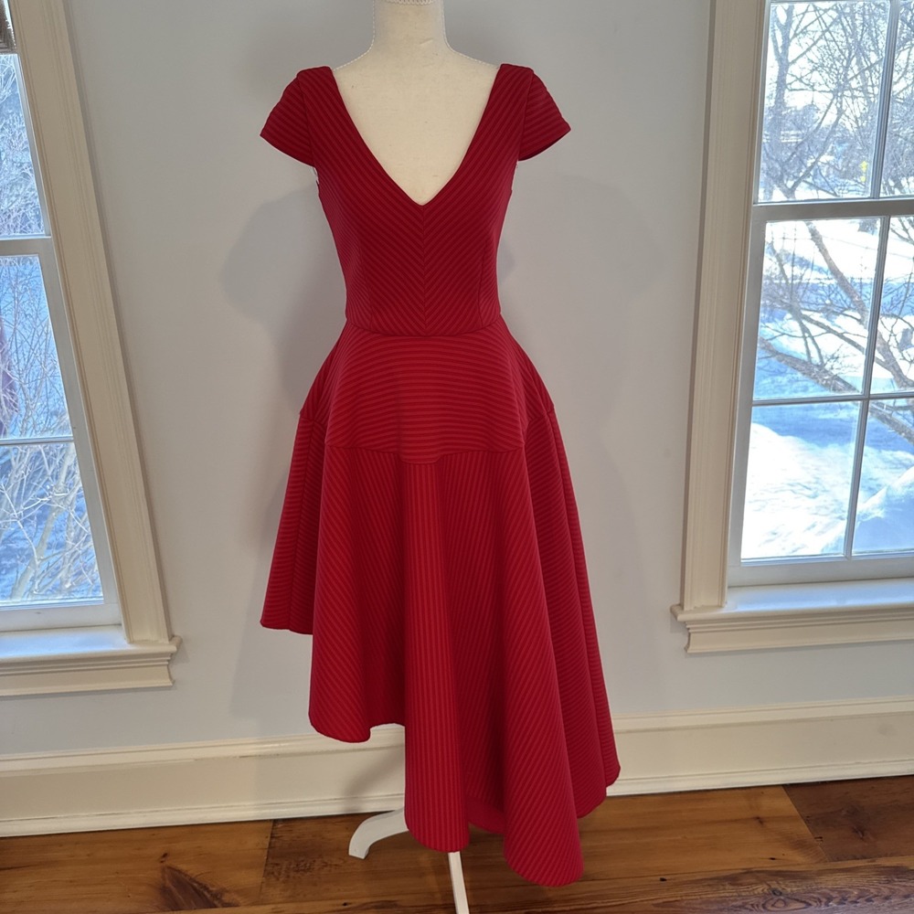City Goddess London Asymmetric Skater Dress Womens 4 Red Flowy Fit Flare Y2K